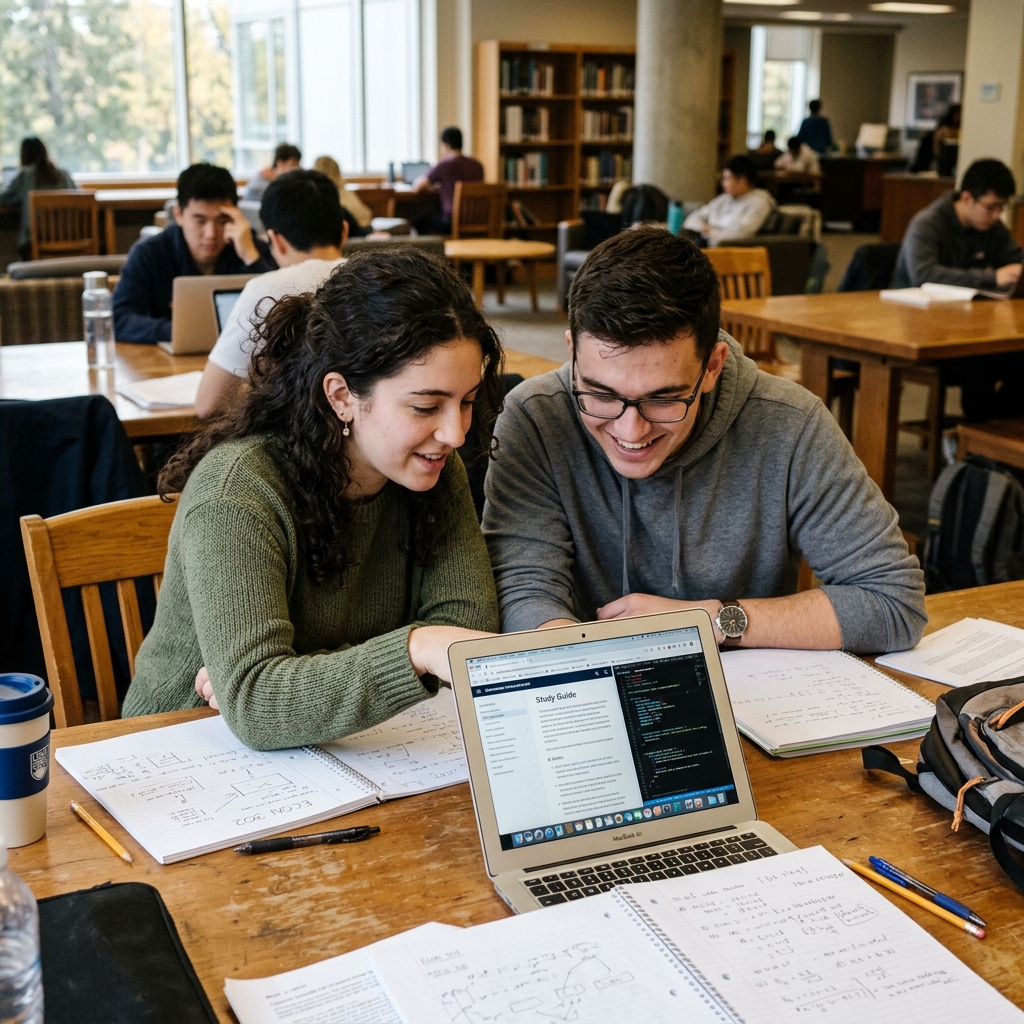 Students studying collaboratively on campus